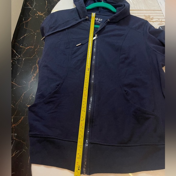 Style & Co womens Sz 0X blue lightweight zip hoodie activewear unique - Picture 5 of 5